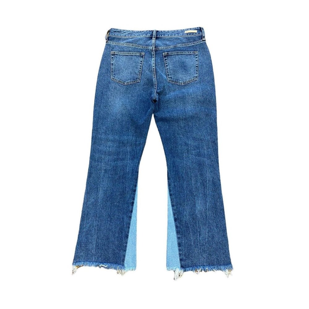 Anthropologie Pilcro Letterpress Jeans Size 29 Two Tone Flare Raw Hem Blue Denim - Picture 5 of 7